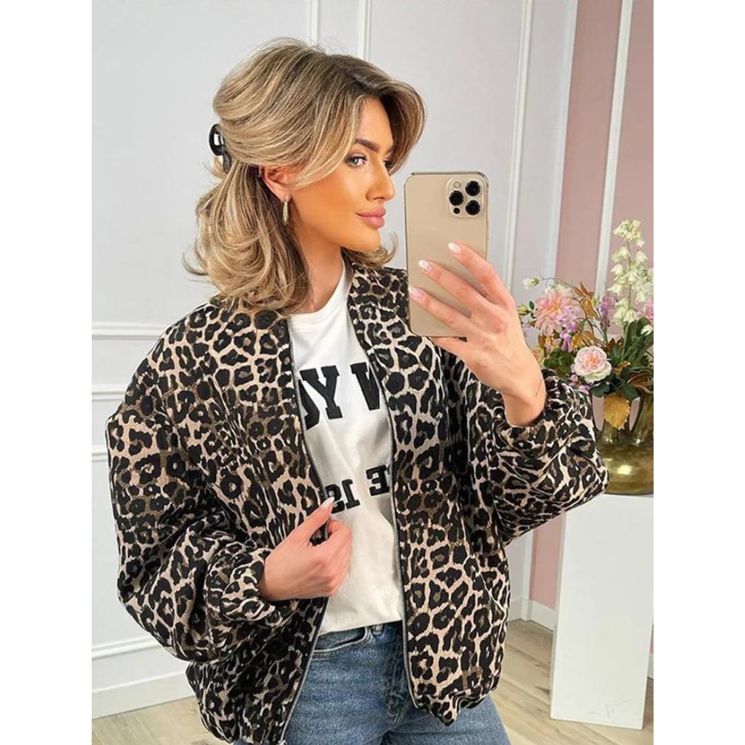 Leopard Print Bomber Jacket VORINA