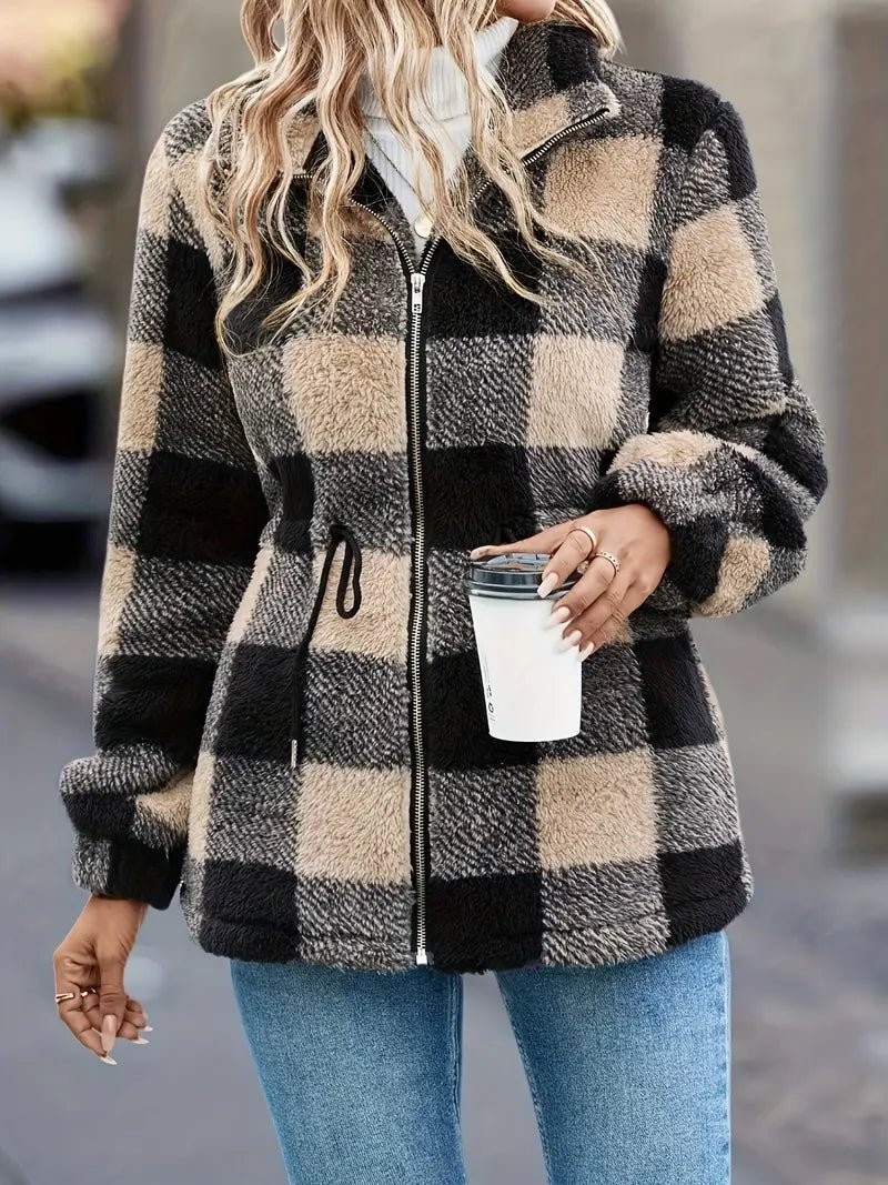 Plaid Sherpa Zip Jacket