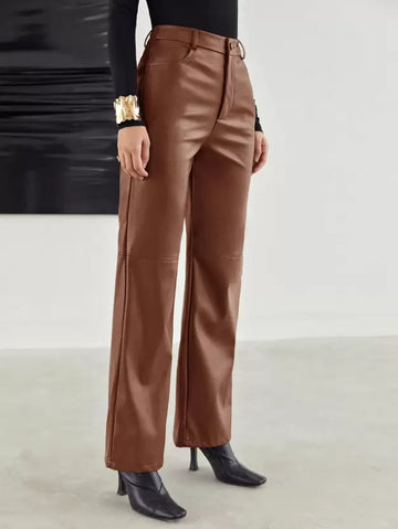 High-waisted Faux Leather Pants