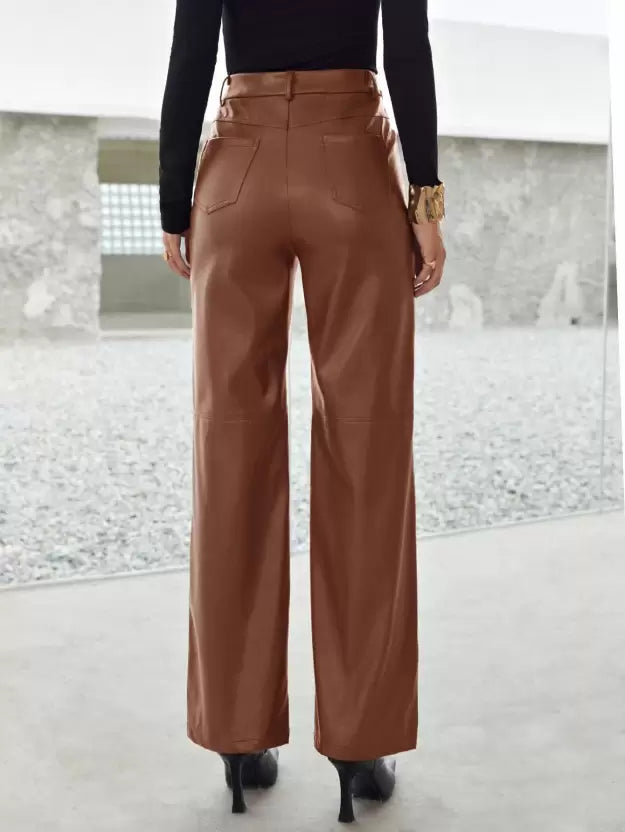 High-waisted Faux Leather Pants