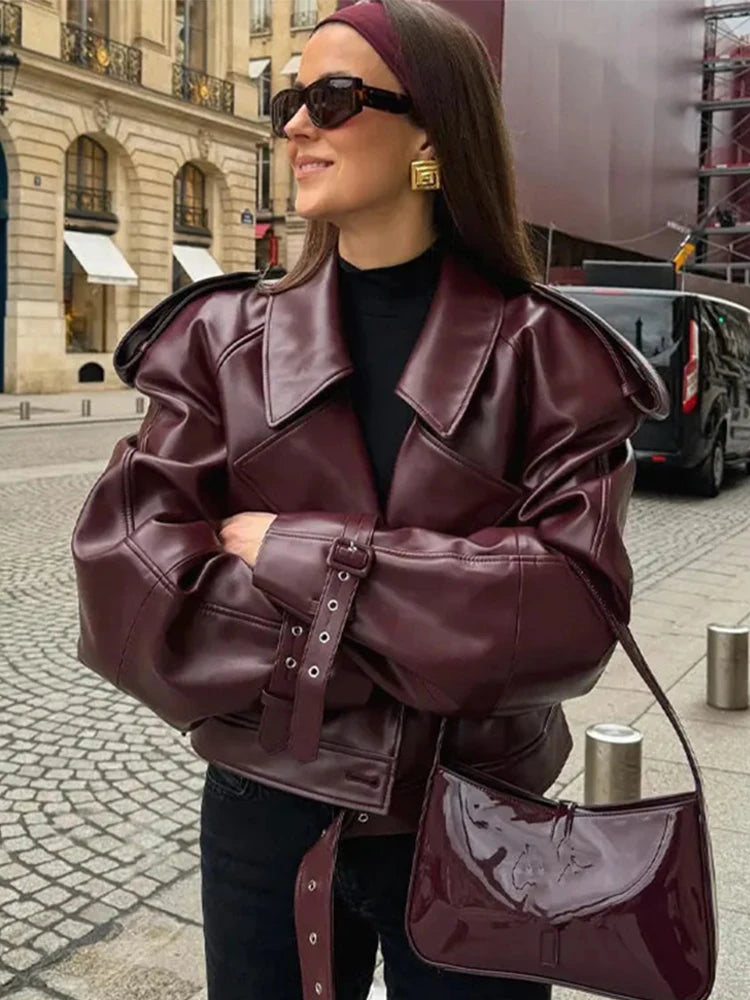 Vintage Leather Zip-Up Jacket