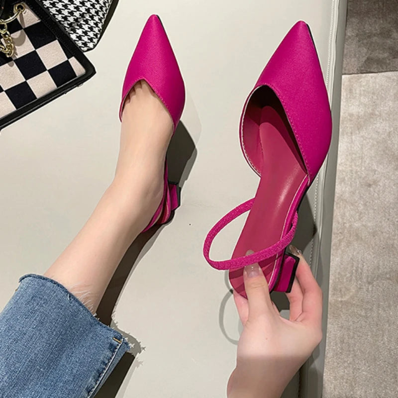 Satin Slingback with Kitten Heel