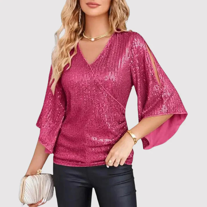 Glitter V-Neck Top