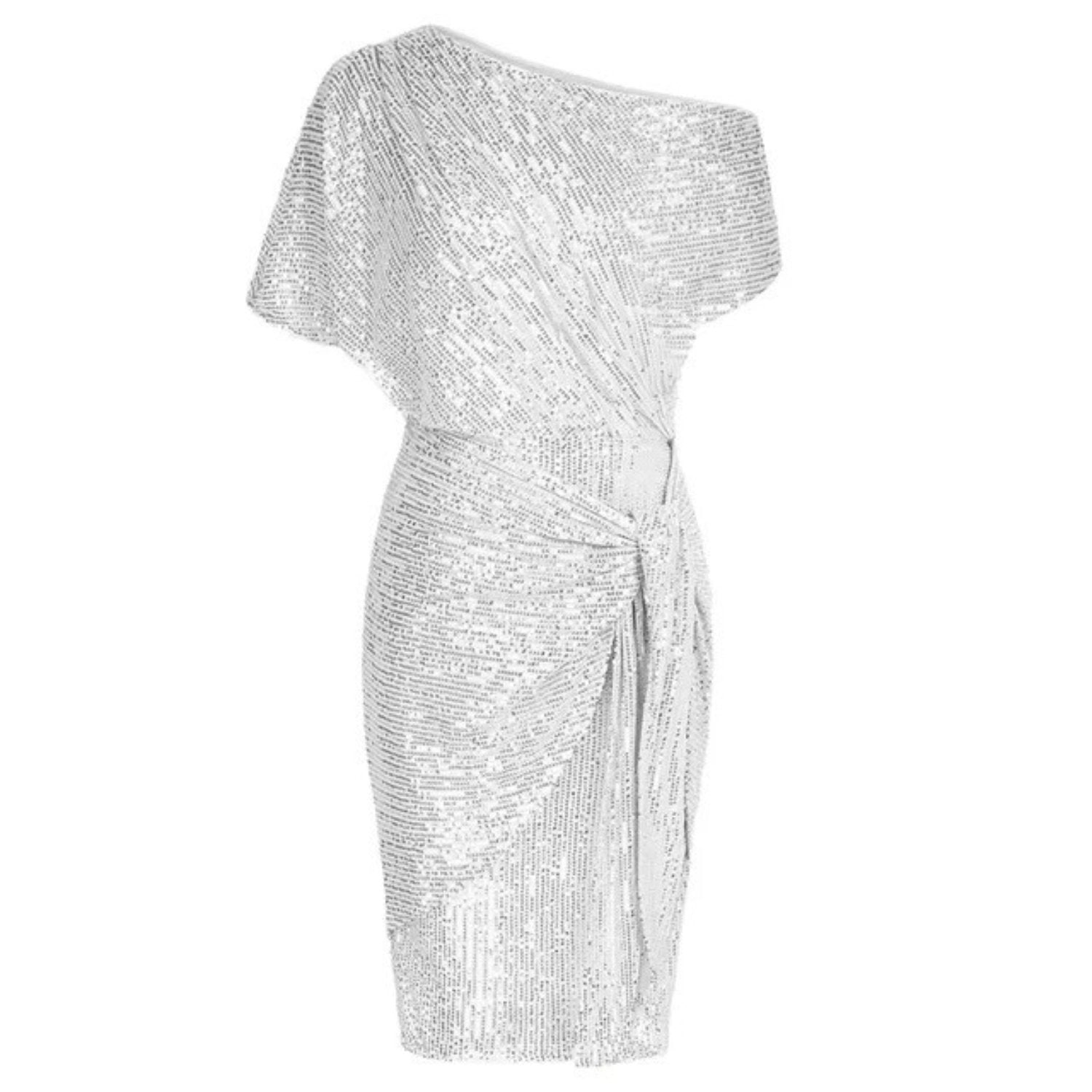 VORINAAsymmetric Glitter Cocktail Dress with SequinsWomen's Dress