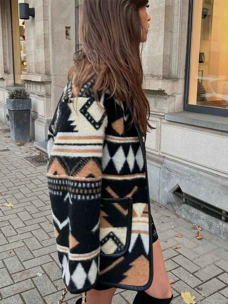 VORINAAztec Patterned Wool CoatWomen's Coats