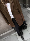 VORINABrown Suede Buttoned JacketCoats & Jackets