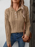 VORINACable Knit Sweater with Buttoned Collar – Cozy and Stylish PulloverSweaters