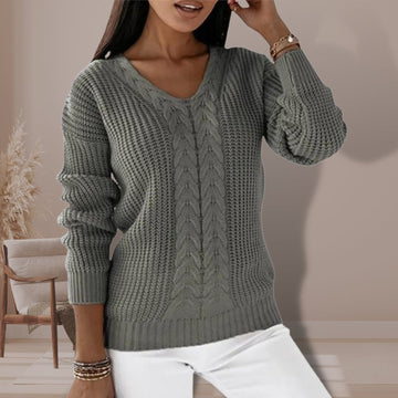 VORINACable Knit V - Neck SweaterWomen's Sweaters