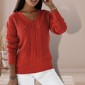 VORINACable Knit V - Neck SweaterWomen's Sweaters