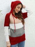 VORINAColor Block Knit HoodieWomen's Hoodies