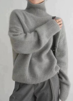 Vorina Luxury FashionCozy Oversized Turtleneck Sweater - Soft Knit Winter PulloverPullover