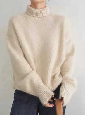 Vorina Luxury FashionCozy Oversized Turtleneck Sweater - Soft Knit Winter PulloverPullover