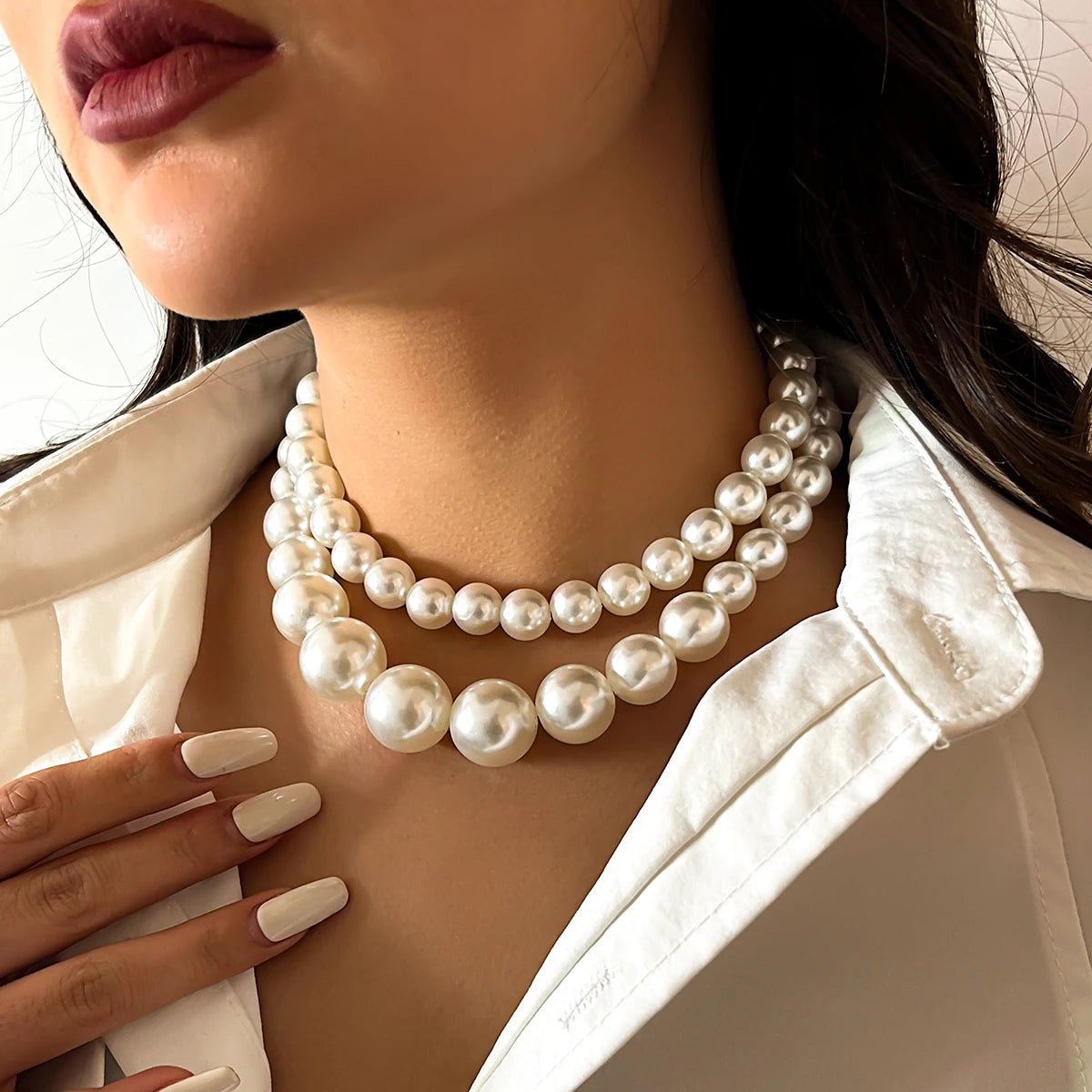 Vorina Luxury FashionElegant 2Pcs PearlNecklaces