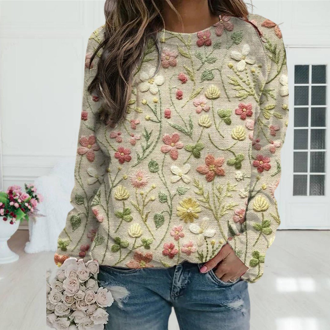 VORINAEmbroidered Floral SweaterWomen's Sweaters