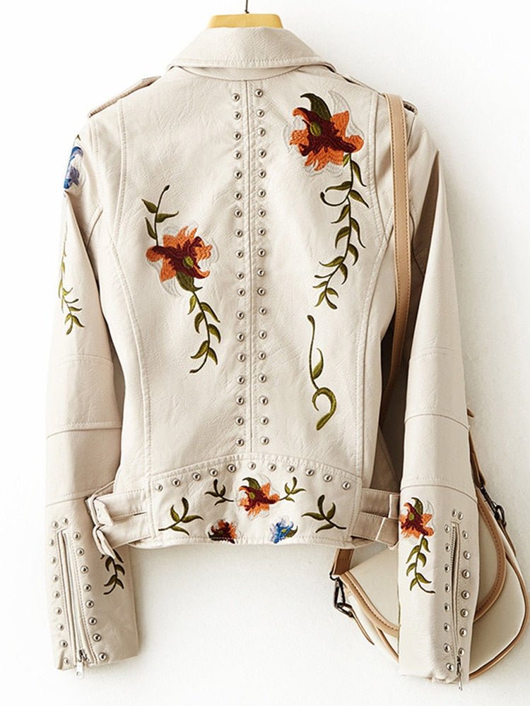 VORINAEmbroidered Leather JacketWomen's Jacket