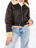 VORINAFaux Leather Shearling JacketCoats & Jackets