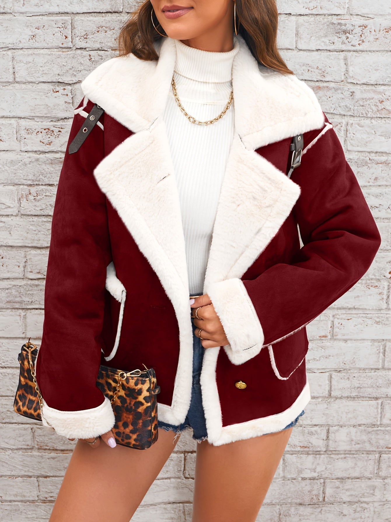 VORINAFaux Shearling Aviator JacketJackets & Coats