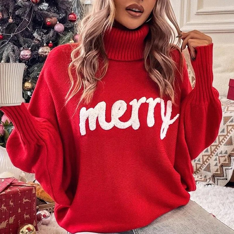 VORINAFestive "Merry" Turtleneck SweaterSweater