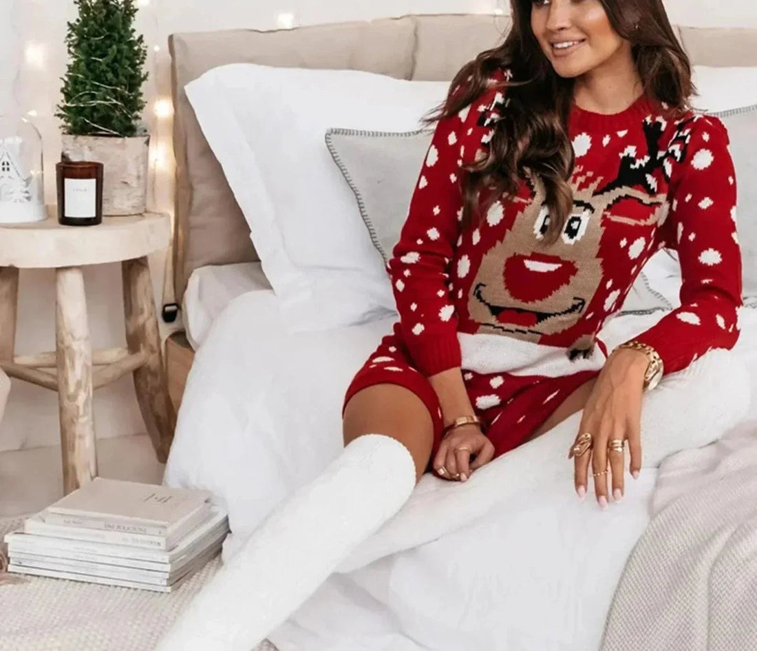 VORINAFestive Reindeer Knit DressDress