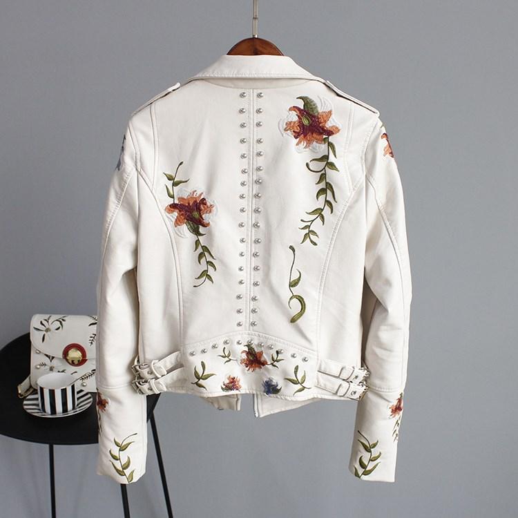 VORINAFloral Embellished Leather JacketWomen's Jacket