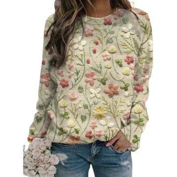 VORINAFloral Embroidered Knit SweaterSweater