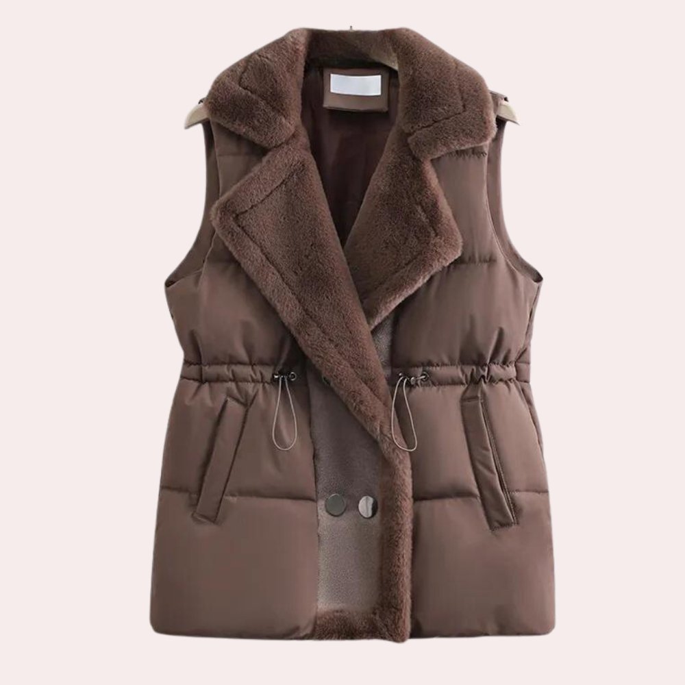 VORINAFur Collar Puffer VestWomen's Vest