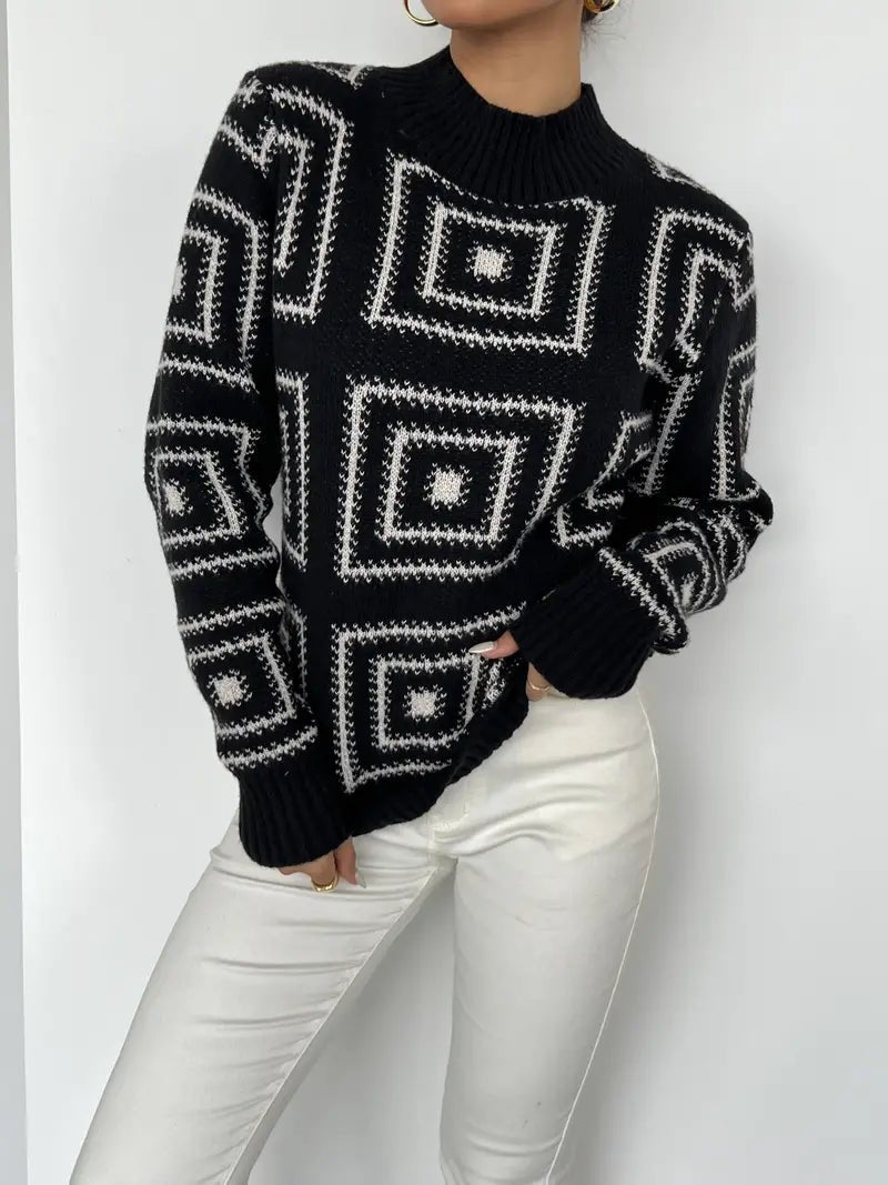 VORINAGeometric Knit SweaterWomen's Sweater