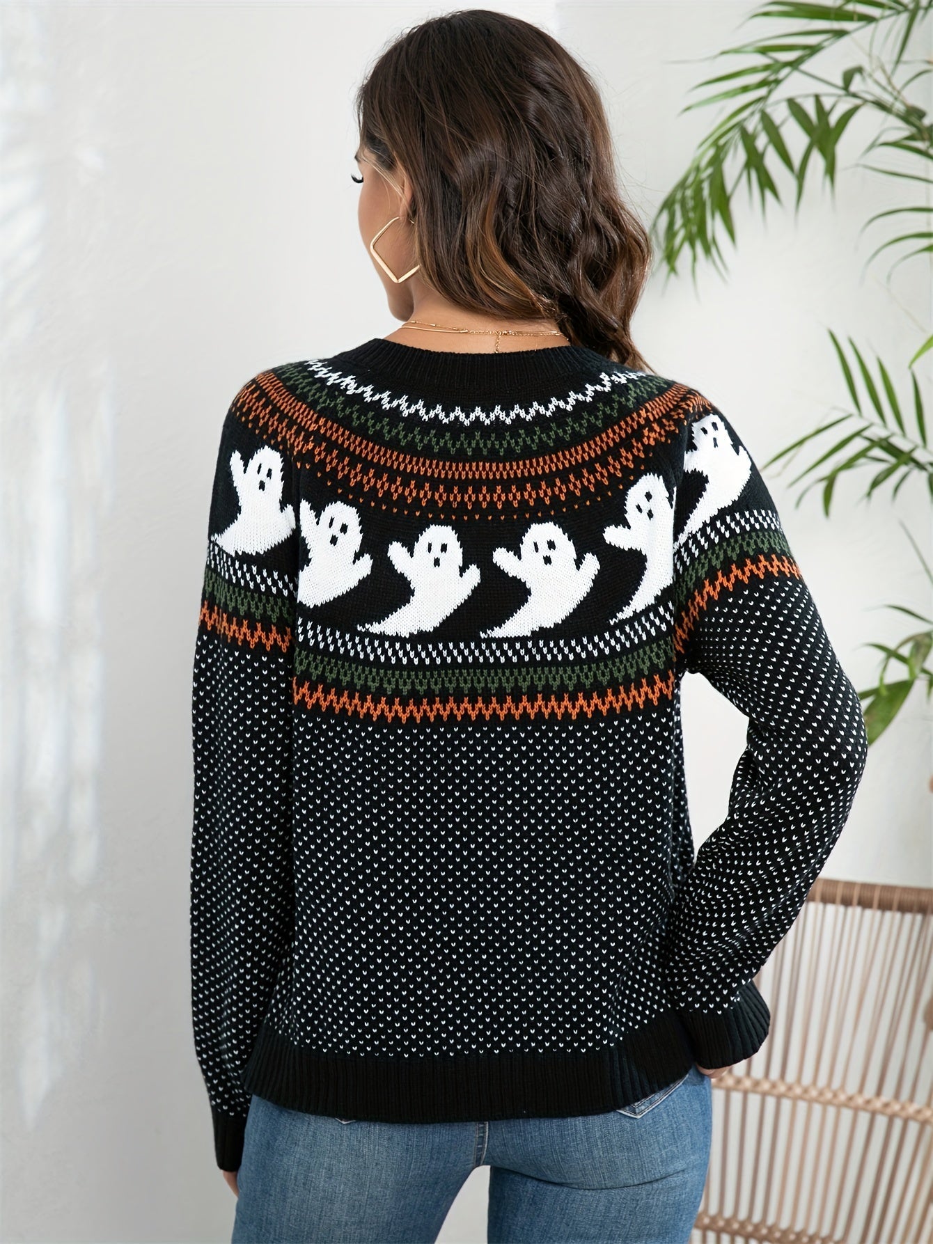 VORINAHalloween Ghost Knit CardiganCardigan