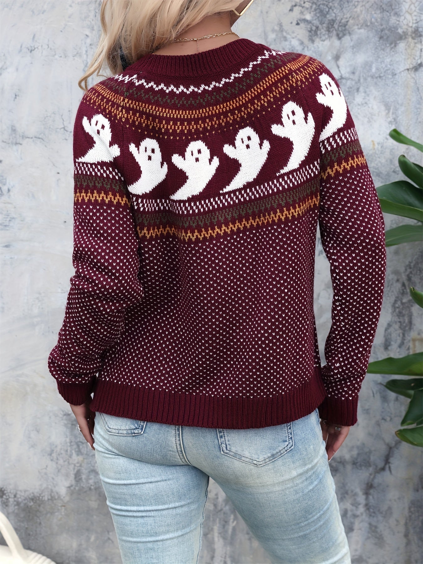 VORINAHalloween Ghost Knit CardiganCardigan