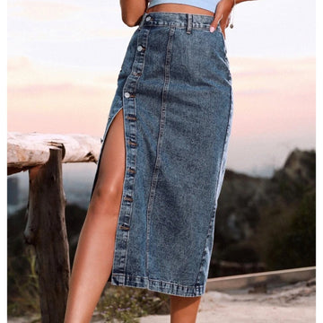 VORINAHigh - Slit Denim SkirtWomen's Skirt