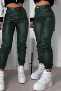 VORINAHigh - Waisted Faux Leather Cargo PantsPants