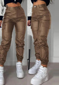 VORINAHigh - Waisted Faux Leather Cargo PantsPants