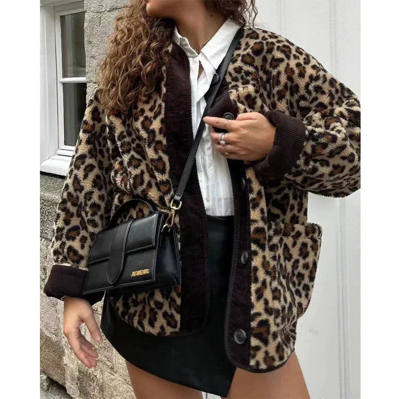 VORINALeopard Print Teddy CoatCoats & Jackets