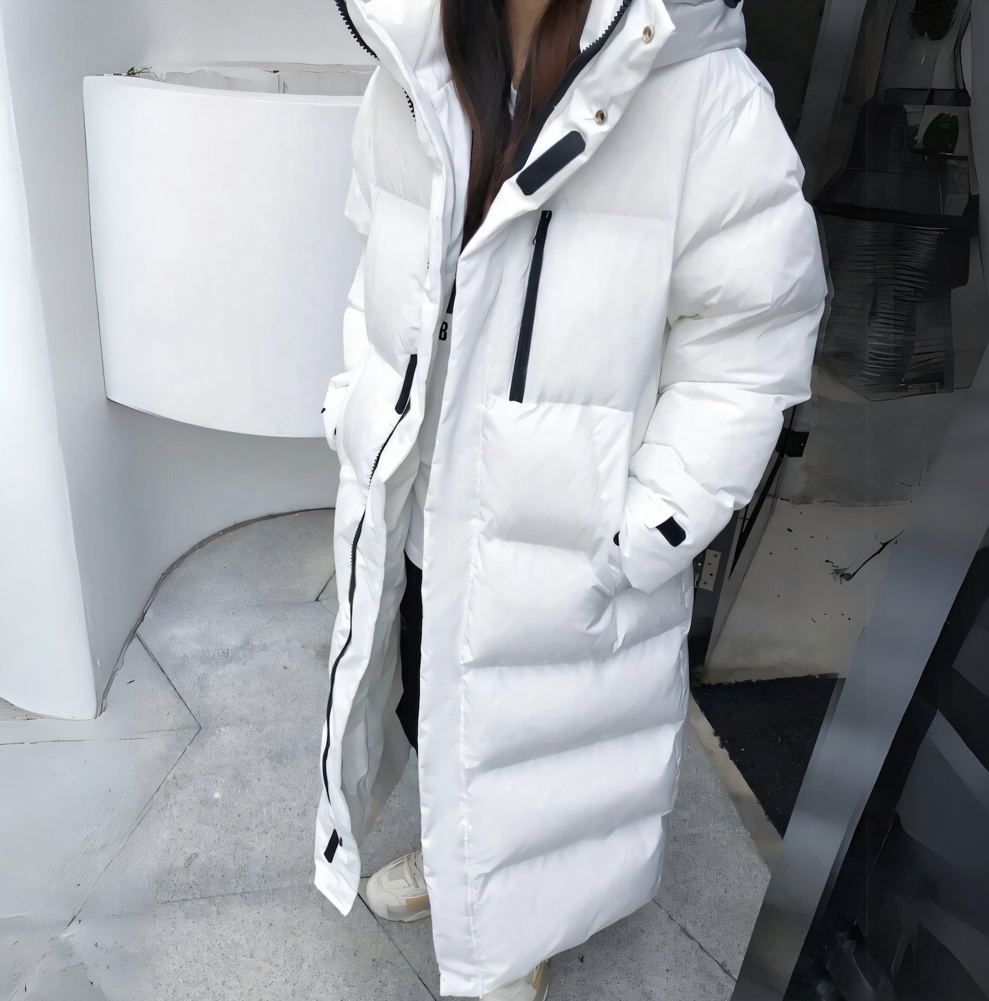 VORINALong Black Puffer CoatCoats