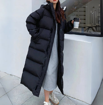 VORINALong Black Puffer CoatCoats