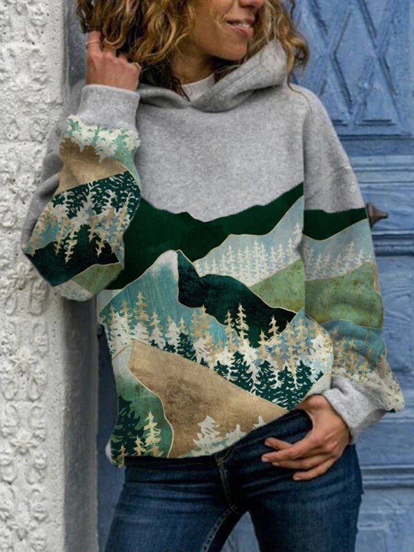 Mountain printed sweatshirt sale