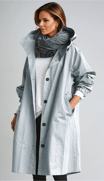 Vorina Luxury FashionOversized Lightweight Trench Coat - Relaxed Fit WindbreakerRain coat