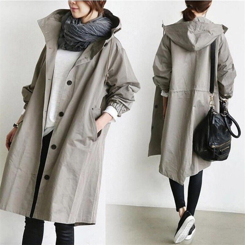 Vorina Luxury FashionOversized Lightweight Trench Coat - Relaxed Fit WindbreakerRain coat