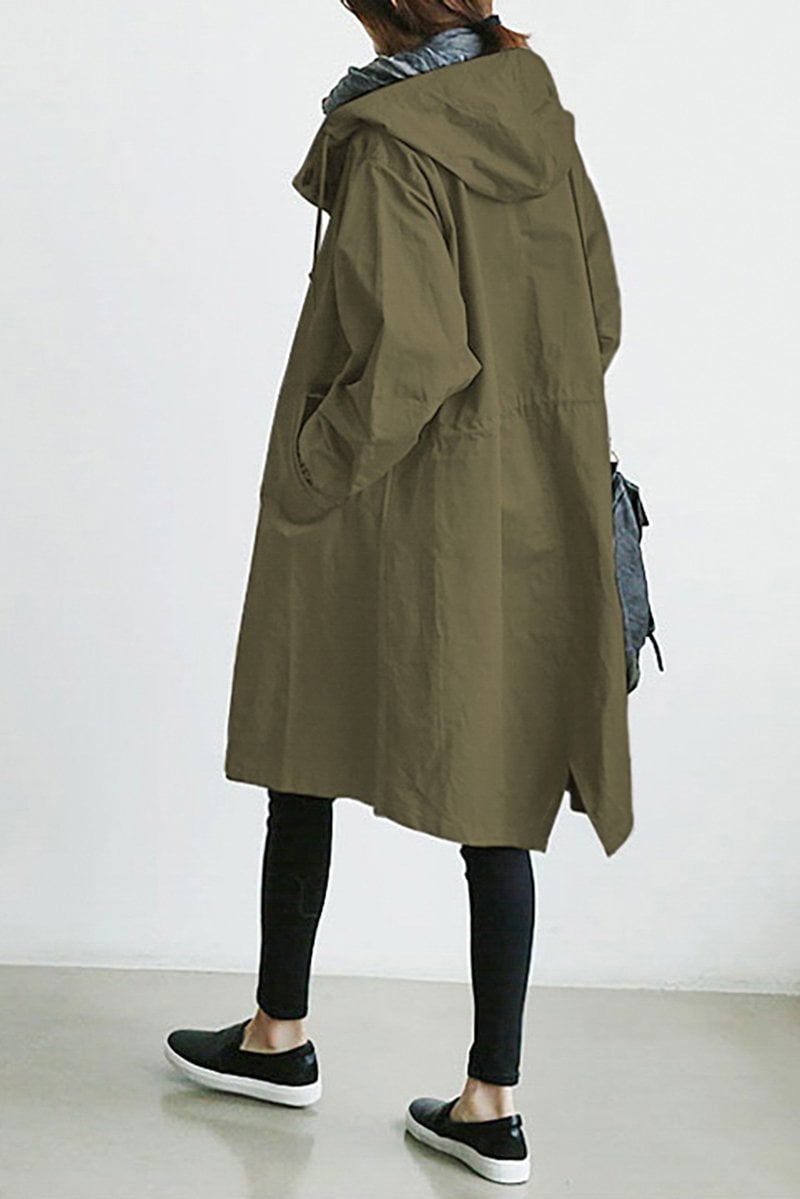 Vorina Luxury FashionOversized Lightweight Trench Coat - Relaxed Fit WindbreakerRain coat