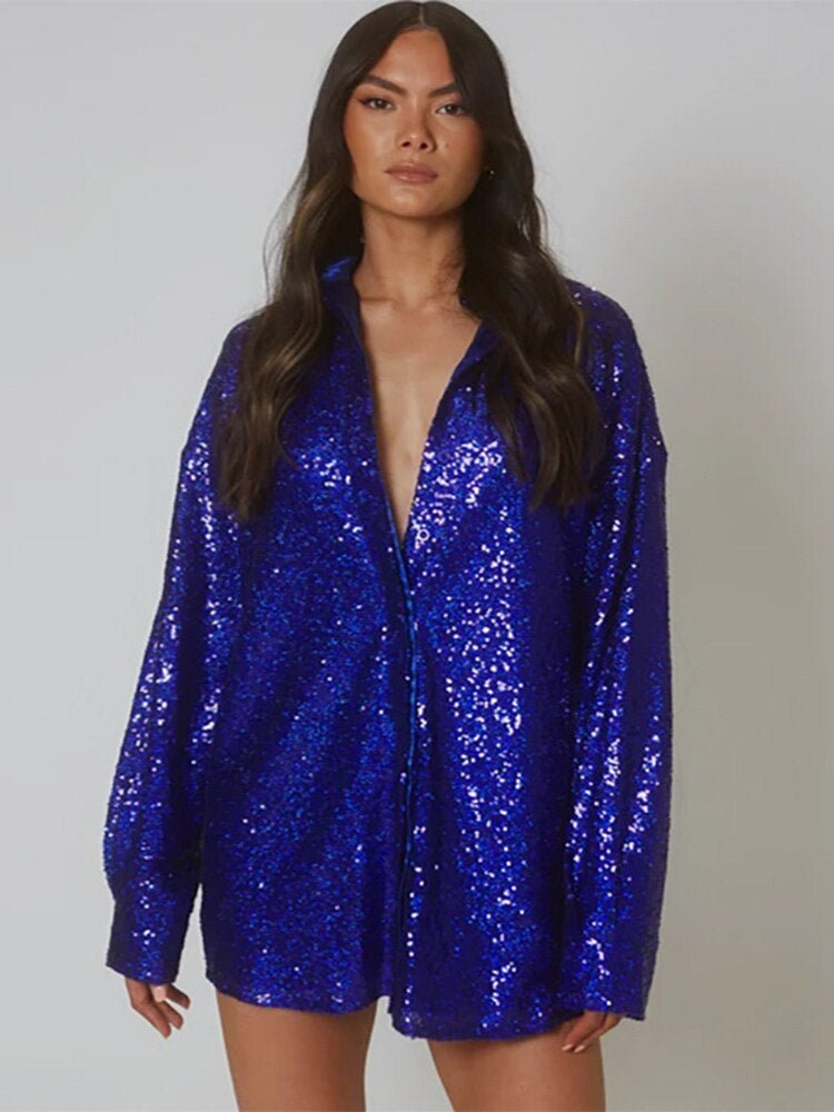 VORINAOversized Sequin ShirtWomen's Blouse