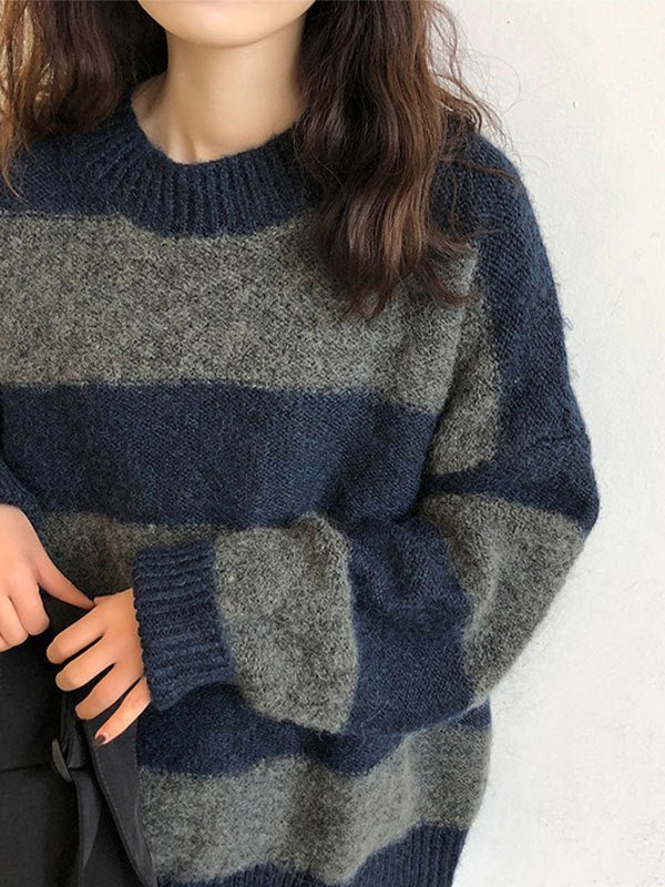 VORINAOversized Striped Knit SweaterWomen's Sweaters