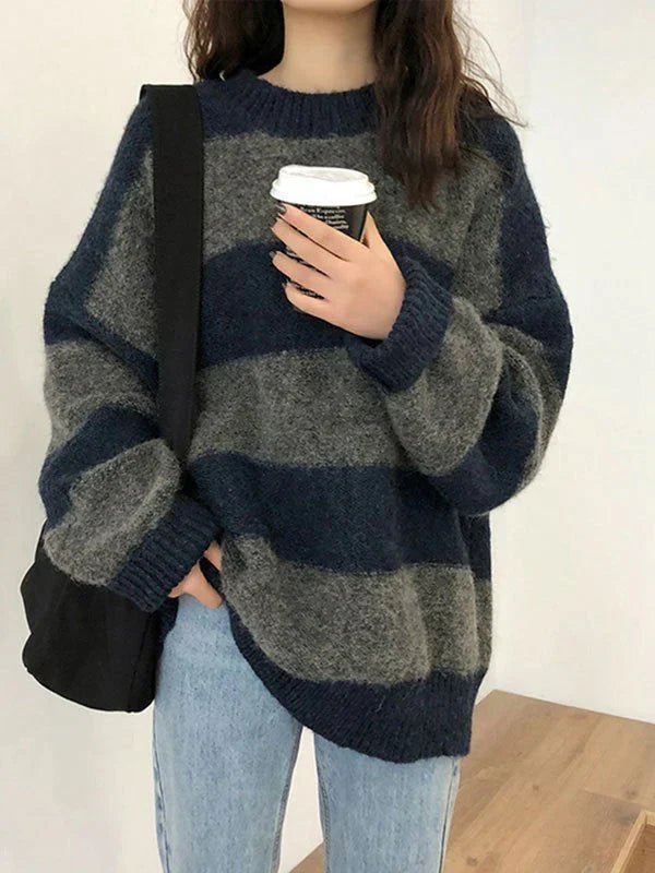 VORINAOversized Striped Knit SweaterWomen's Sweaters