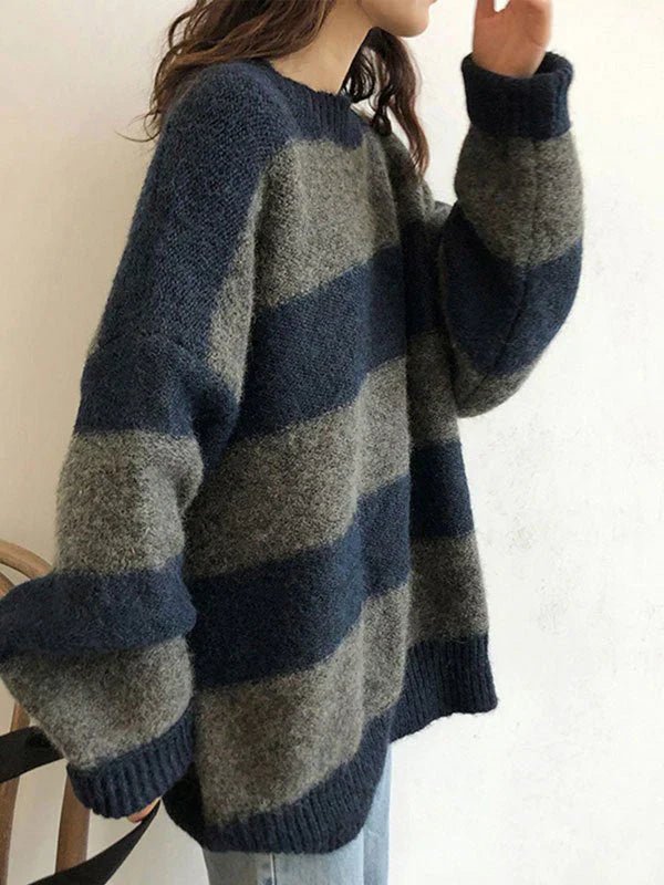 VORINAOversized Striped Knit SweaterWomen's Sweaters