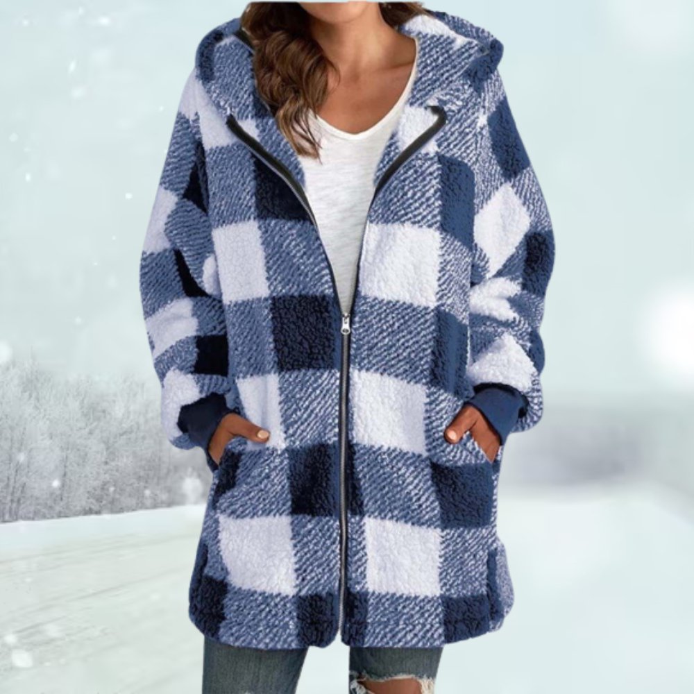 Plaid fleece jacket with hood online