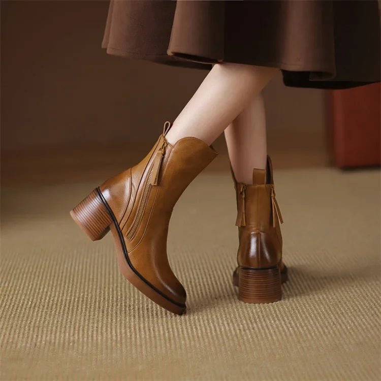 VORINARacia | Ankle Boots with Zipper – Stylish and Comfortable Block Heelboots