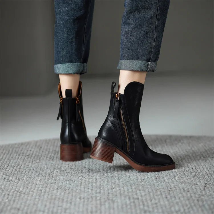 VORINARacia | Ankle Boots with Zipper – Stylish and Comfortable Block Heelboots