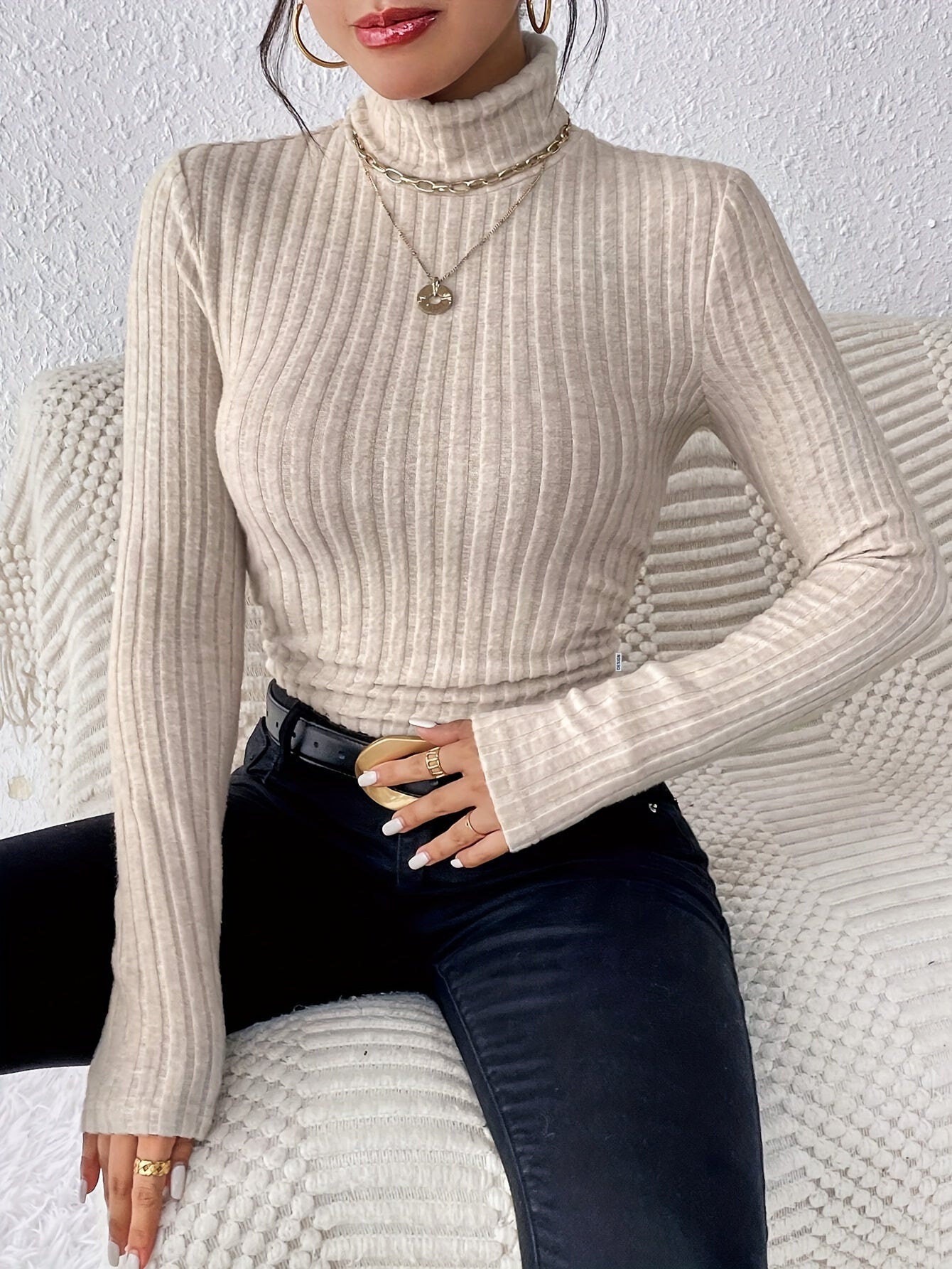 VORINARibbed Turtleneck SweaterSweater