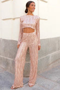 VORINASequined Crop Top and Pant SetWomen's Outfit Set