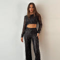 VORINASequined Crop Top and Pant SetWomen's Outfit Set