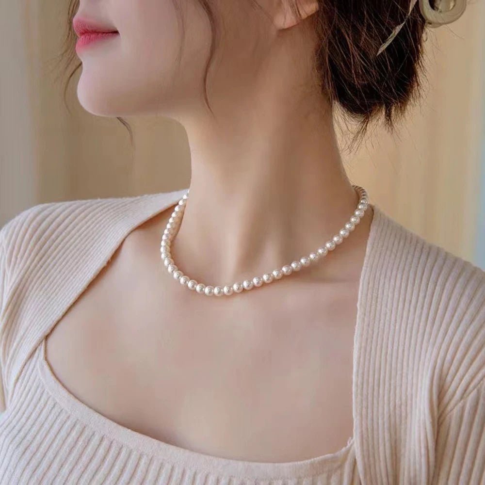 Vorina Luxury FashionSimple White Pearl ChainNecklaces